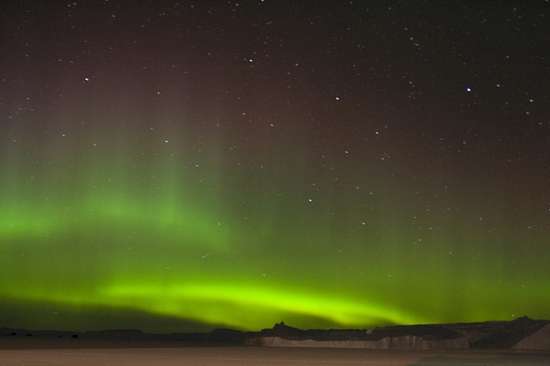 Aurora australe nell'Antartide