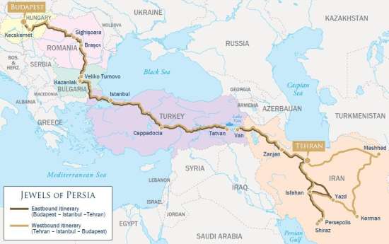 L'itinerario del Golden Eagle-Danube Express