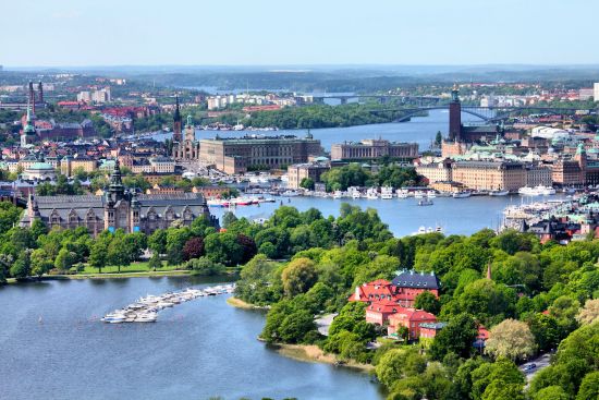 Alcune isole e canali di Stoccolma, visti dall'alto