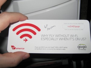 Wi-Fi a bordo di un volo Virgin America Wi-Fi a bordo di un volo Virgin America