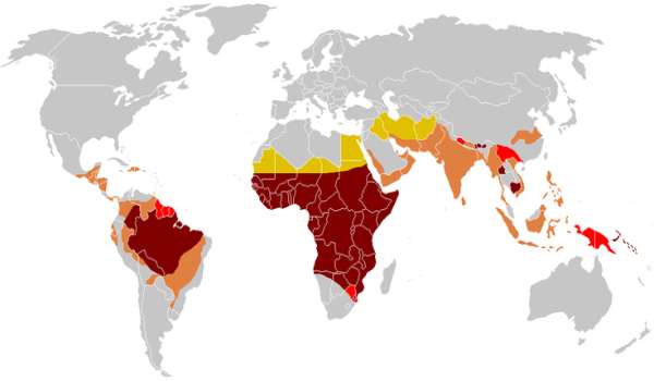Aree di diffusione della malaria