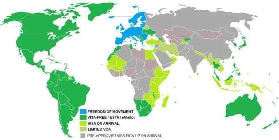 I Paesi richiedenti la visa nel mondo